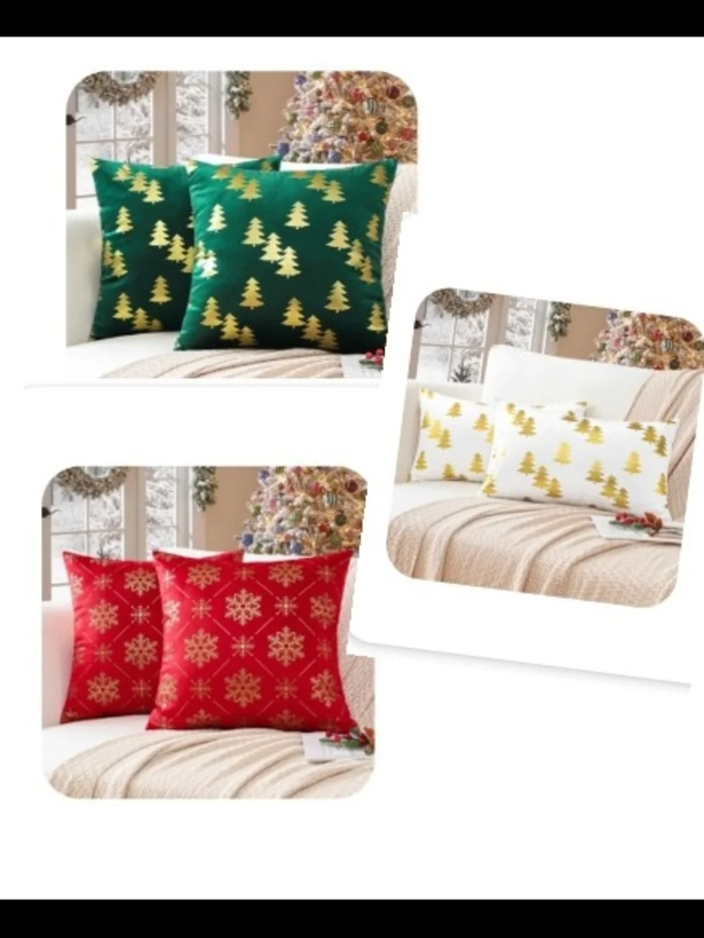 Set Of 6 Christmas Pillow Covers